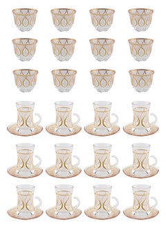 Buy 36-Piece Tea & Coffee Glass Set Clear/Gold, Serve for 12 in Saudi Arabia