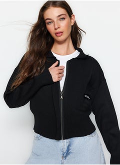 Buy Black Polo Neck Zipper Detailed Knitwear Cardigan TWOAW24HI00024 in Egypt