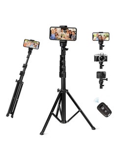 Buy Selfie Stick Tripod, 64" Long Phone Tripod with Wireless Remote, Aluminum Stand for Video Photo Vlog, Portable Travel 360 Rotation Holder Android iPhone Smartphone Camera in Saudi Arabia