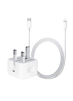 Buy PD 20W Iphone Fast Charger Usb-C Adapter With Usb C To Lightning Cable Power Cable Compatible With Iphone 14/14 Pro/14 Pro Max/13/12/Se2020/11/Xr/Xs Max/X/Ipad, Etc...  Charging Cable 1m, White in UAE