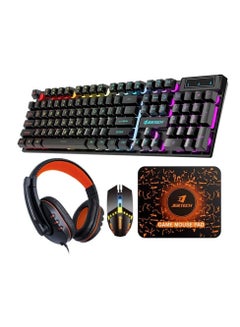 Gaming Keyboard and Mouse and Gaming Headset & Mouse Pad, Wired LED RGB Backlight Bundle for PC Gamers Users - 4 in 1 White Edition Hornet RX-250