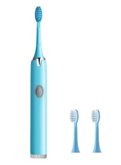 اشتري Electric Toothbrush Sonic Rechargeable Portable Travel Toothbrush Battery Operated with 2x Replacement Brush Heads Blue في الامارات
