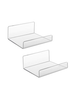 اشتري 2Pcs Clear Acrylic Floating Shelf for Wall Mounted, Adhesive Hanging Shelves No Drill, Small Wall Display Shelf for Plant Pot, Speaker, Security Camera, Room Decor في السعودية