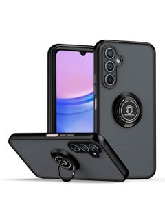 Buy Stylish Translucent Back Cover Case with Magnetic Ring Kickstand Holder for Samsung Galaxy A15 – Black in Saudi Arabia