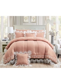 Buy Two-piece bridal mattress, 8-piece quilt set, size 240 x 260 cm/pink in Saudi Arabia