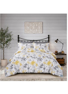 Buy 6-Pcs Printed Duvet Set King Size Luxury Bedding Set For All Season With Abstract Design Zipper Closure Duvet Cover And Corner Ties,Cream Gold in Saudi Arabia