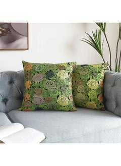 اشتري 2 pieces, decorative square throw pillow case cushion cover pillow case home decoration sofa sofa bed chair 18x18 inch / 45x45 cm Green في الامارات