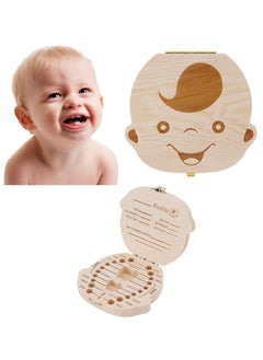 Buy Baby Tooth Box  Wooden Kids Keepsake Organizer Gift for Baby Teeth, Lanugo hair, Umbilical cord, Children Tooth Container to Keep the Childhood Memory (Boy) in UAE