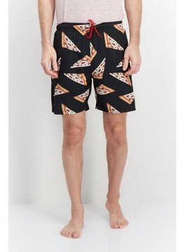 Buy Men Allover Print Drawstring Board Short, Black Combo in UAE