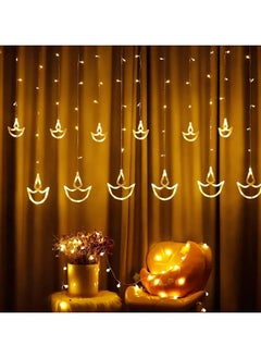 Buy Diya Curtain Light - 6 Large & 6 Small | LED  | Indoor Outdoor Light Decoration for Home | Patio, Balcony, Garden Décor | Warm White Lights for Diwali, Party, Weddings | Type C Plug (EU) in UAE