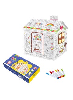 اشتري DIY Doodle Coloring Kit With Set Of 6 Sketch Pens - Happy Birthday House في الامارات