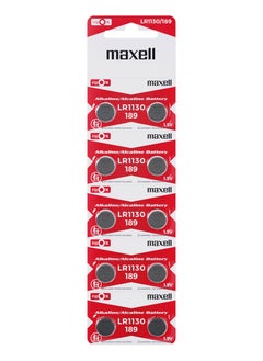 اشتري 10-Pieces Maxell AG10 LR1130 (189) Alkaline 1.5V Batteries في الامارات