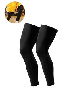 Buy 2-Piece Sports Running Knee Pad, Thigh High Compression Stockings Footless for Running Basketball Reduce Varicose Veins and Swelling Black L in Saudi Arabia