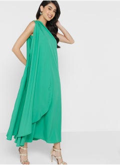 Buy One Shoulder Cape Sleeve Dress in UAE