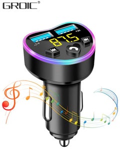 Buy Bluetooth Car Adapter ,FM Bluetooth Transmitter,QC 3.0/4.0 USB Cigarette Lighter Adapter,Cigarette Lighter Radio Music Adapter Charger,Multifunctional Vehicle Charger in UAE
