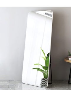 Buy Aluminum Alloy Frame Floor Mirror With Stand White in UAE
