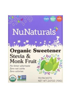 Buy NuNaturals, Organic Sweetener, Stevia and Monk Fruit, 70 Packets, 2.47 oz (70 g) in UAE