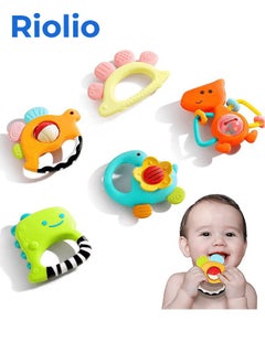 Buy Baby Teething Rattle Toys, Infant Teether Set for 3 M+, Babies Grab Shaker, Sensory Development Toy, Newborn Birthday Baby Shower Gifts for 36 M+ Old Boys Girls in Saudi Arabia