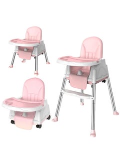 Buy Multi-Functional Baby High Chair, Adjustable Height Baby Feeding Chair with Dining Tray, Baby Dining Chair for Babies and Toddlers (Pink) in Saudi Arabia