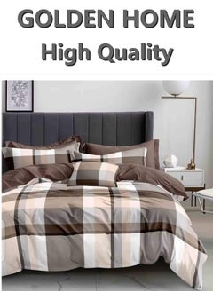 Buy 6 Piece King/Queen/Single size, striped pattern duvet cover set. set includes 1 Comforter Cover, 1 Fitted Bedsheet, 4 Pillowcases in UAE