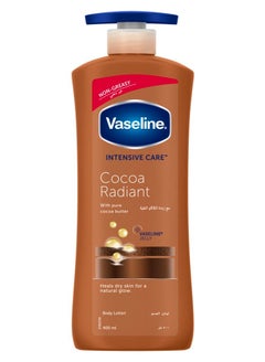 Buy Vaseline Lotion intensive care cocoa radiant made with 100% pure cocoa butter for a natural glow Brown 400ml in Egypt