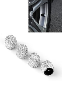 اشتري 4 Pack Handmade Crystal Rhinestone Tire Valve Stem Caps, Wheel Tire Valve, Attractive Dustproof Bling Car Accessories, Universal for Cars, Trucks and Motorcycles-White في السعودية