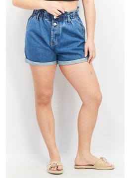 اشتري Women Medium Washed Denim Shorts, Blue في الامارات