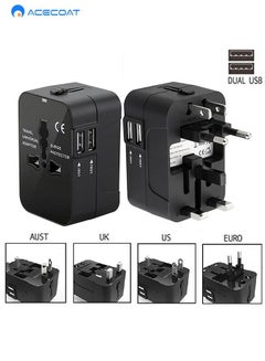 Buy All in One Universal International Adapter Multifunctional Travel Plug for EU UK US AU AC AC Power Charger Socket Converter Socket Plug Adapter Connector with 2 USB Ports in Saudi Arabia