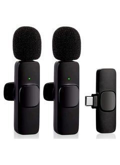 Buy Wireless Microphone for Type-C Phone, Plug-Play Wireless Mic with 2 Microphone for USB-C Android Phone Video Recording, Interview, Vlog in UAE