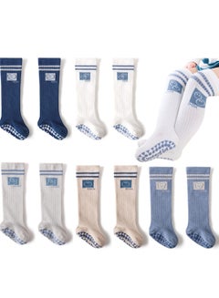 Buy Baby Non Slip Knee High Socks Newborn Toddler Tube Stockings with Grips Anti-Skid Infants Crawling Socks in UAE
