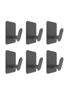 Buy 6 Pieces Adhesive Wall Hooks, Adhesive Towel Hooks, Bathroom Wall Hooks for Hanging Towels, Robes, Coats, Keys, Calendars, Sticks to Bathroom/Room Door/Kitchen Door 304 Stainless Steel (Black) in UAE