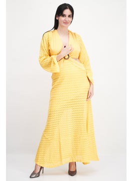 اشتري Women Textured Maxi Party Dress, Yellow في الامارات