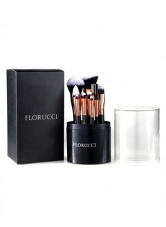 Buy FLORUCCI 10 Professional Makeup Brushes Set with Storage Case Black in Saudi Arabia