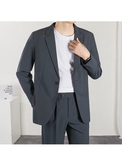 Buy Korean Style Casual Suit Set for Men Gray blue in UAE