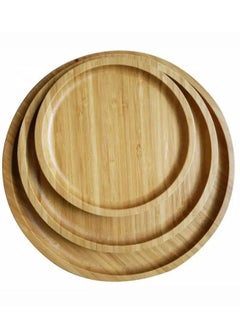 Buy 3-Piece Round Bamboo Serving Trays Set in UAE
