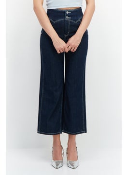 اشتري Women Loose Fit Non Stretchable Plain Denim Jeans, Indigo Blue في الامارات