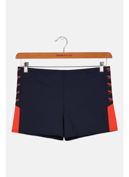 اشتري Men Brand Logo Swim Trunks, Navy Blue/Red في الامارات