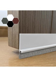 اشتري Door Sweep for Bottom of Door, Integrated Design with Brush, Self Adhesive Under Door Draft Stopper, Door Seal Dust/Noise/Hot or Cold Air Insulation (White) في السعودية