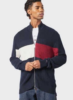 Buy Color Block Zip Through Sweater in Saudi Arabia