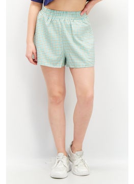 اشتري Women Checkered Boxy Shorts, Green في الامارات