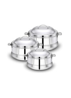 Buy Famous Stainless Steel 3 Piece Food Container Set | Container Set for Keeping Food Hot for Long Periods | Container Set with Airtight Lids in Saudi Arabia