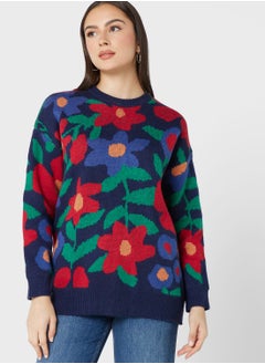 Buy Floral Intarsia Sweater in UAE