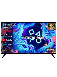 Buy Magic World 98 Inch Frameless 4K Ultra HD SMART HDR10+ LED TV with Built-in DVB-T2/S2 Receiver, WebOS, Dual Band WiFi, Multilanguage, Includes Wall Mount - MG98V24USBT2-WOS in UAE
