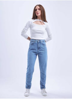 اشتري High-Waist Light Washed Mom-Fit Jeans. في السعودية