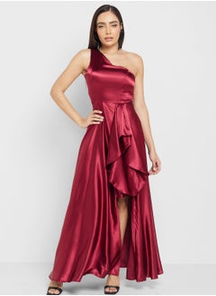 Buy One Shoulder Ruffle Detail Dress in Saudi Arabia