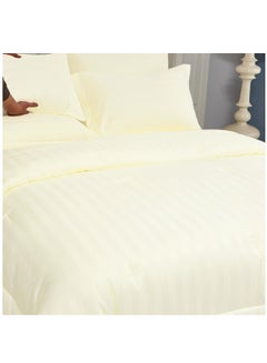 اشتري Comforter Set 6-Pcs King Size Damask Striped All Season Brushed Microfiber Double Bed Set With Down Alternative Filling,Off White في السعودية