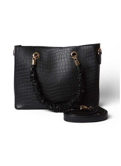 اشتري Fancy Logo Embellished Faux Leather Bag With Adjustable Shoulder Strap في مصر