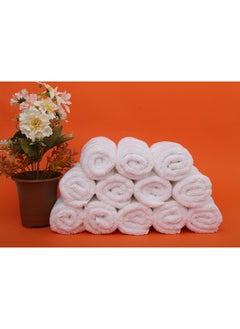 Buy 12 Piece White Face Towel Set -33x33 cm - EVERHOME-650 GSM - 100% EGYPTIAN Cotton Terry-Finest Cotton -Premium Touch-Quick Dry - Super Absorbent in UAE