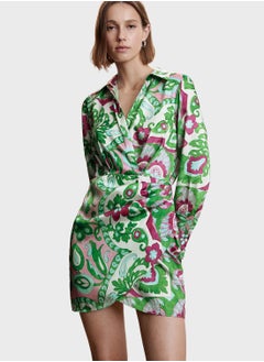 Buy Surplice Neck Printed Dress in UAE