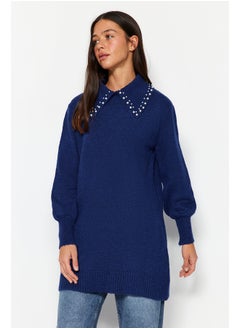 Buy Navy Blue Baby Collar and Pearls Soft Knitwear Sweater TCTAW22AK0238 in Egypt